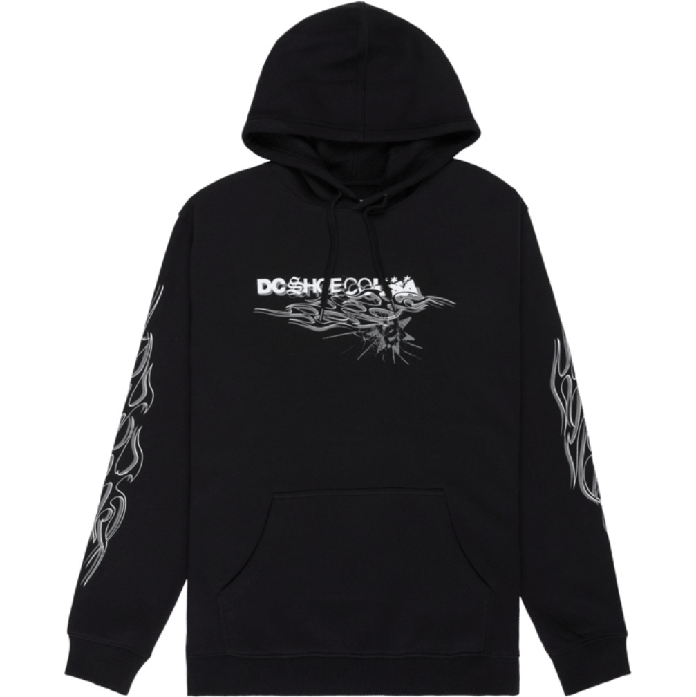 2026 DC Shoes Mens Side Flame Hoodie EDYSF03285 - Black